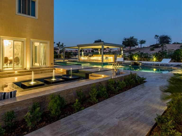 Water feature in a private villa constructed by Desert Group